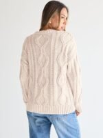 Trendy Queen Women's Oversized Cable Knit Crewneck Sweaters - Image 3