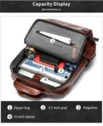 LAMGOYI Custom LOGO Backpack Genuine Bag Luxury Men Leather for Travel Custom Leather Backpack Men - Image 4