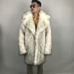 Custom Plus Size Men's Coats&outwears Modest Winter Jackets With Big Collar Fluffy Long Big Collar Faux Fur Coat for Men - Image 5