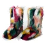 Hot Sale Ladies Warm Anti-slip Shoes Women's Faux fox Fur Boot Women Outside Snow Half Ankle Boots