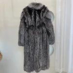 Elegant Women Fox Fur Coat Thick Fox Fur Women Coats with Fox Fur Collar and Sleeves - Image 3